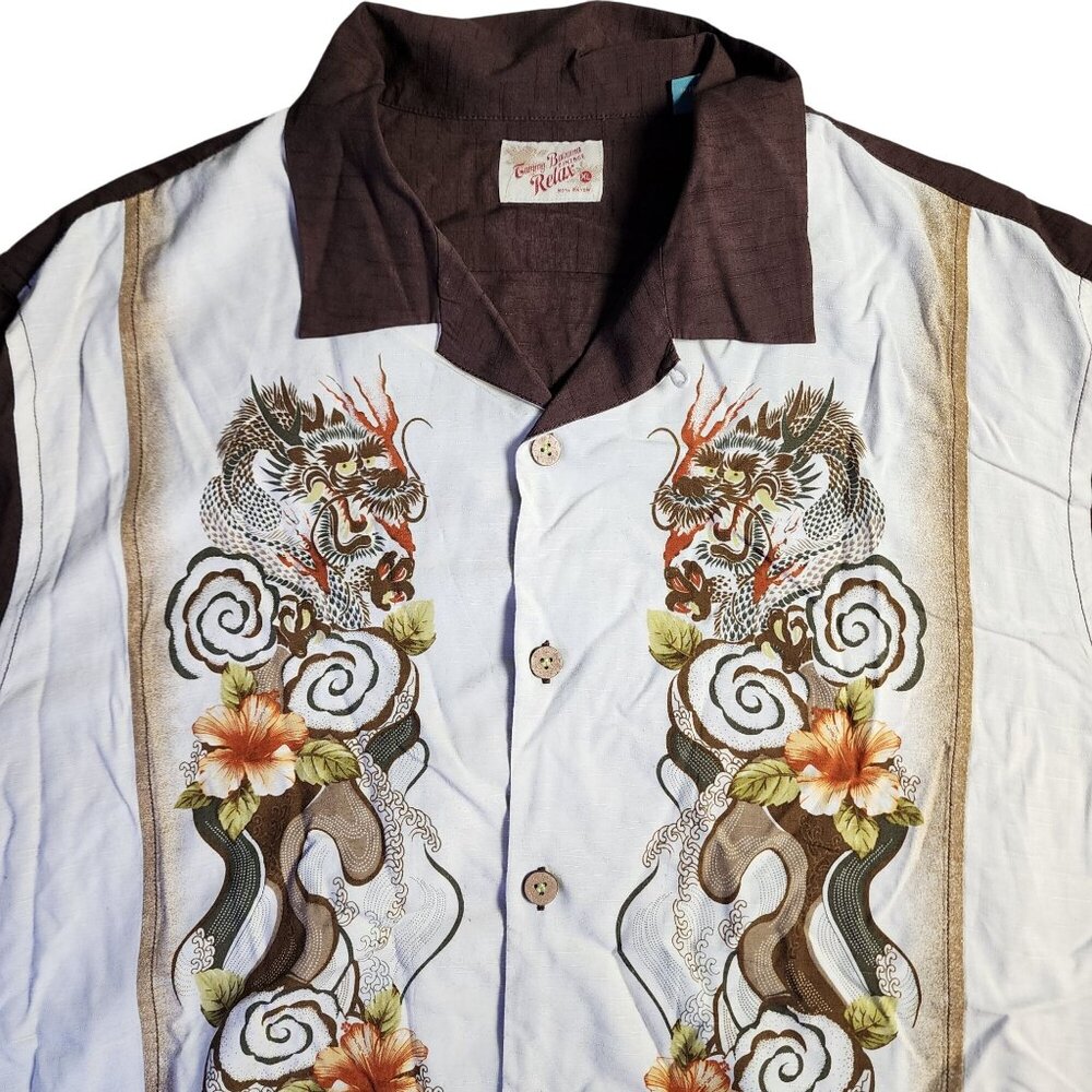 Tommy Bahama Vintage Relax Dragon & Floral Print Shirt, Men's XL